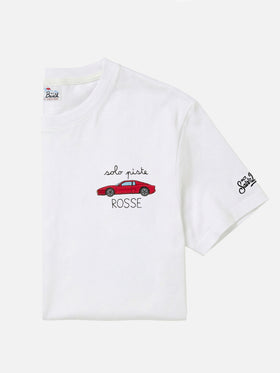 Weißes Crewneck-T-Shirt Arnott mit Solo Piste Rosse-Stickerei 