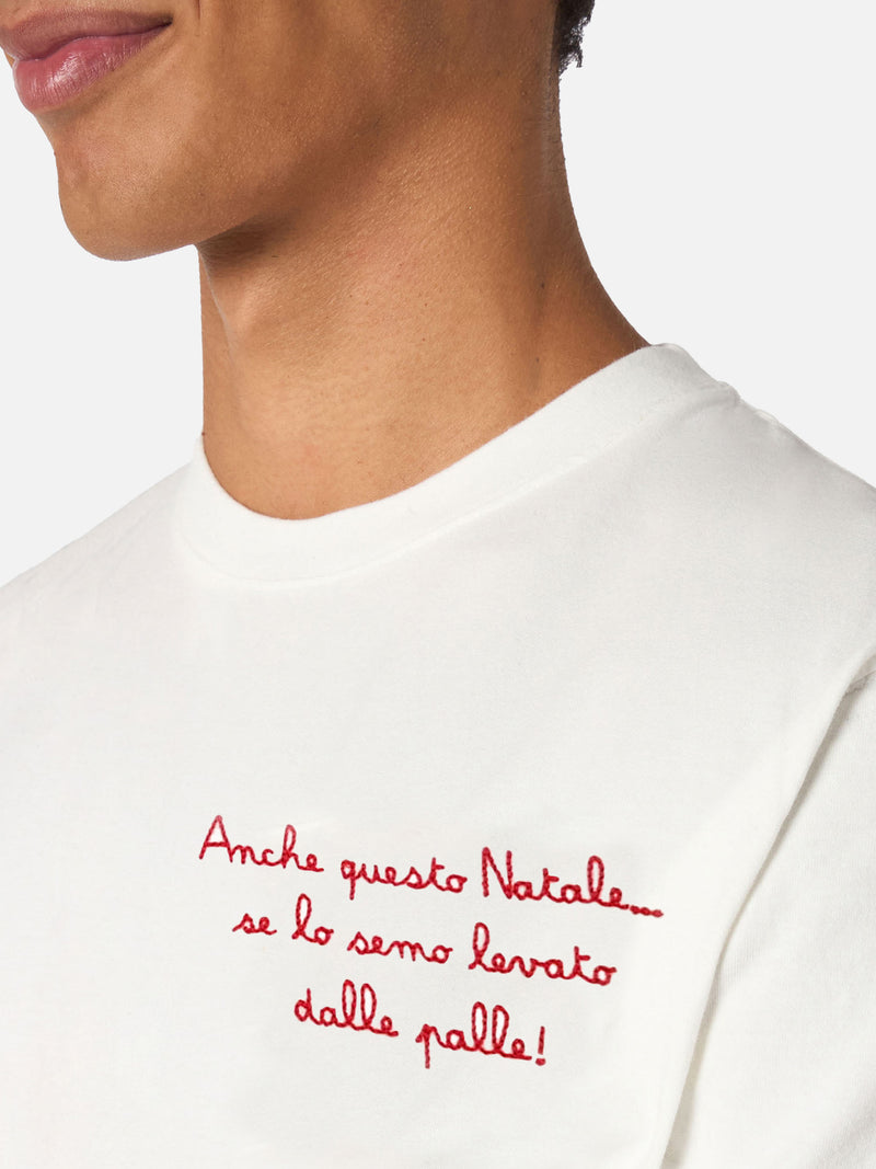 Herren-T-Shirt Arnott aus schwerer Baumwolle mit „Anche questo Natale...“-Stickerei | VACANZE DI NATALE SONDERAUSGABE