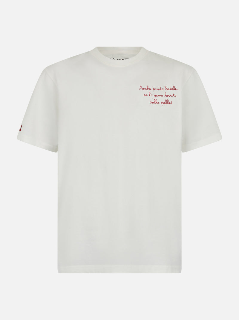 Herren-T-Shirt Arnott aus schwerer Baumwolle mit „Anche questo Natale...“-Stickerei | VACANZE DI NATALE SONDERAUSGABE