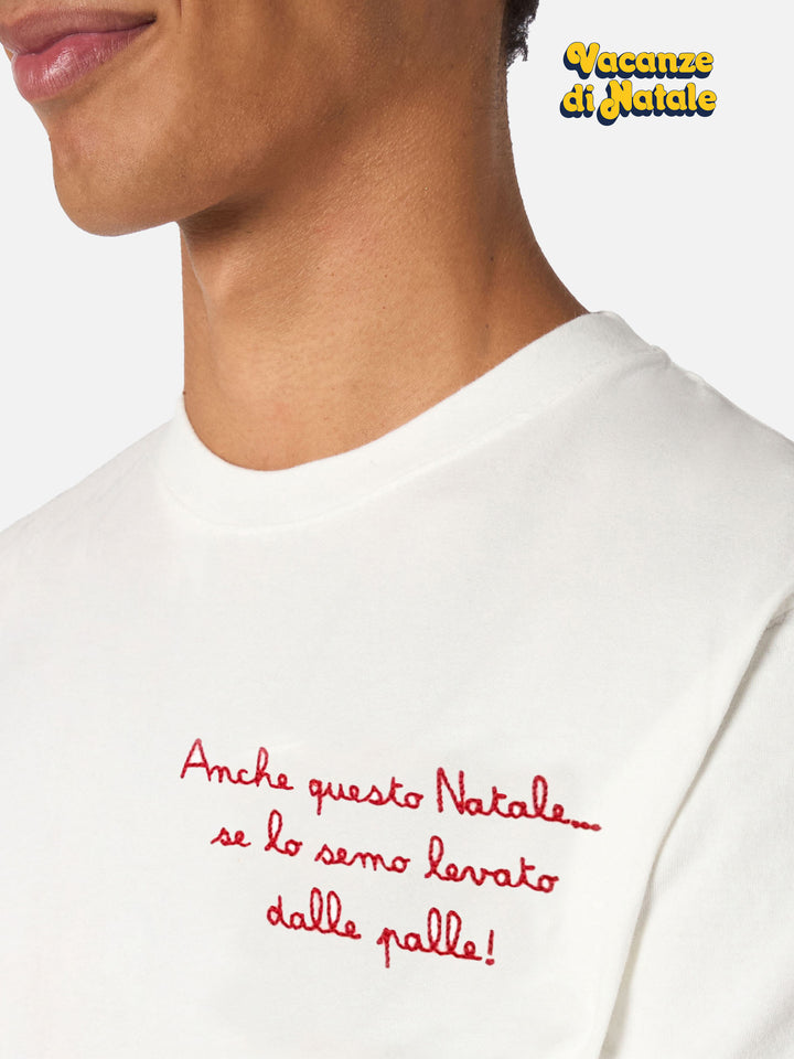 T-shirt da uomo in cotone pesante Arnott con ricamo Anche questo Natale... | VACANZE DI NATALE EDIZIONE SPECIALE