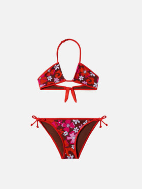 Aryanna Bandeau-Bikini mit Retro-Blumenmuster