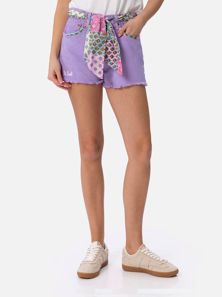 Arizona upcycled denim shorts with patches – MC2 Saint Barth