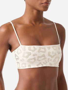 Bikini bandeau Athena Naomi animalier avec strass 