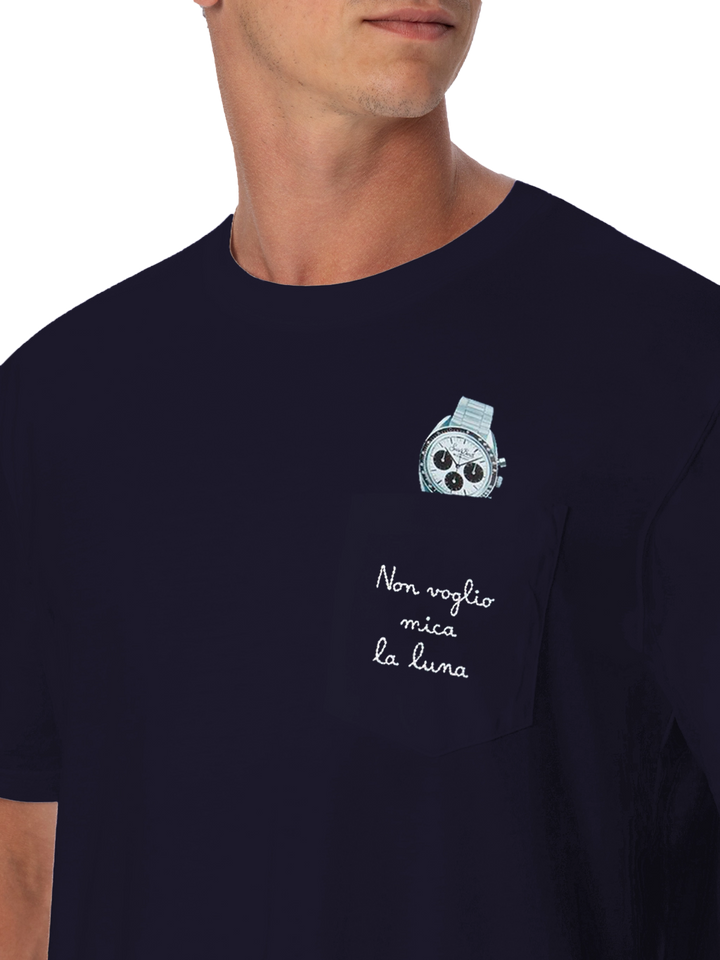 Baumwoll-T-Shirt Austin mit Stickerei und Uhrendruck