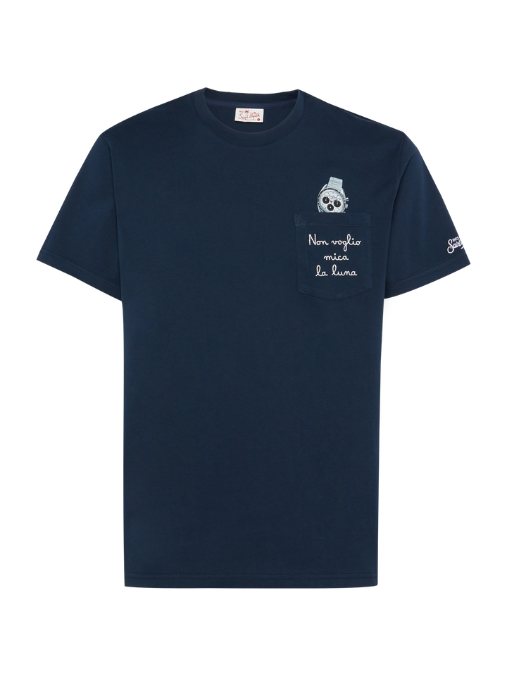 Baumwoll-T-Shirt Austin mit Stickerei und Uhrendruck