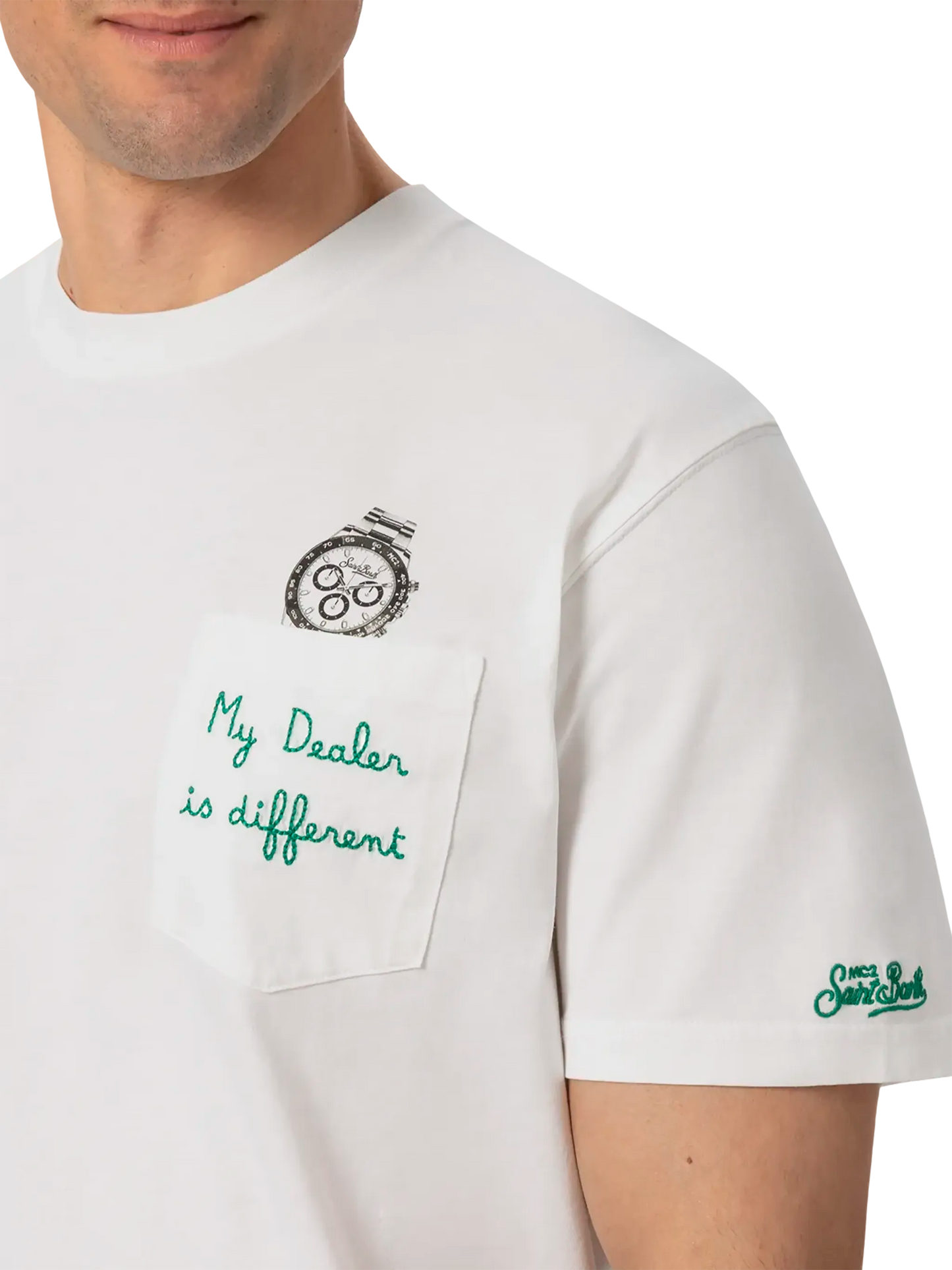 Baumwoll-T-Shirt Austin mit Stickerei und Uhrendruck
