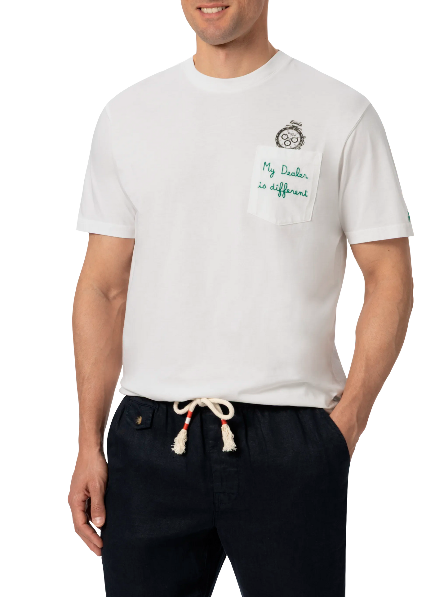 Baumwoll-T-Shirt Austin mit Stickerei und Uhrendruck