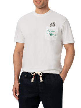 Baumwoll-T-Shirt Austin mit Stickerei und Uhrendruck