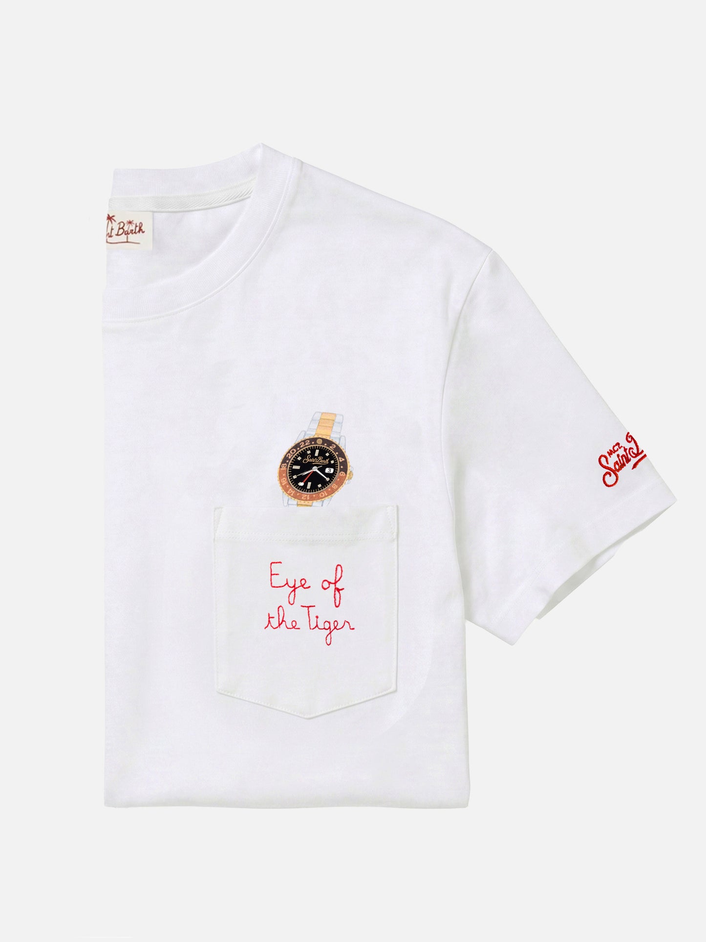 Camiseta Austin blanca con reloj y bordado Eye Of The Tiger 