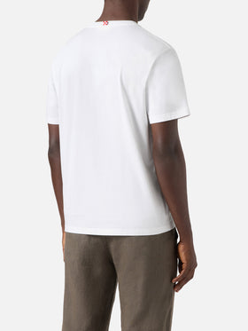 White Austin t-shirt with watch and Golden Hour embroidery