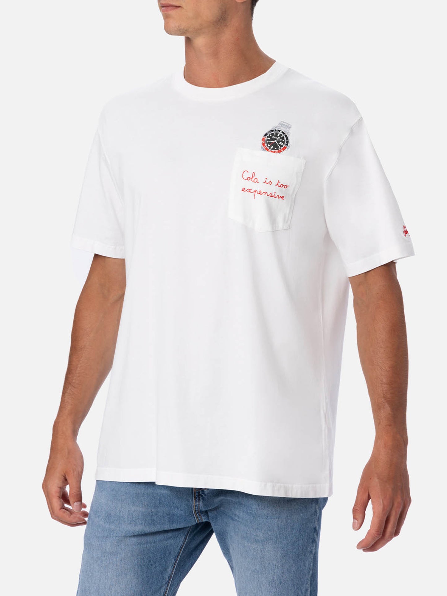 Cotton t-shirt Austin with embroidery and watch print