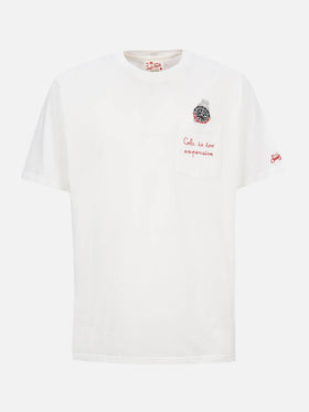 Cotton t-shirt Austin with embroidery and watch print