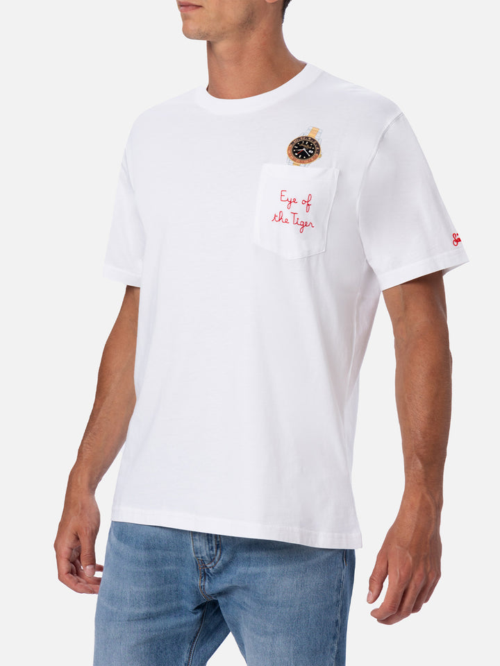Tshirt in cotone Austin con ricamo e stampa orologio