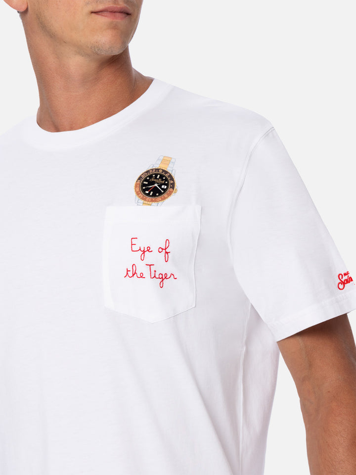 Tshirt in cotone Austin con ricamo e stampa orologio
