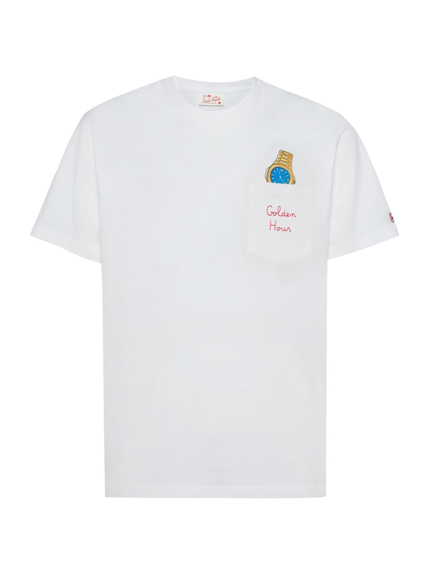 Cotton t-shirt Austin with embroidery and watch print
