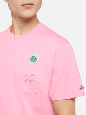 Tshirt in cotone Austin con ricamo e stampa orologio