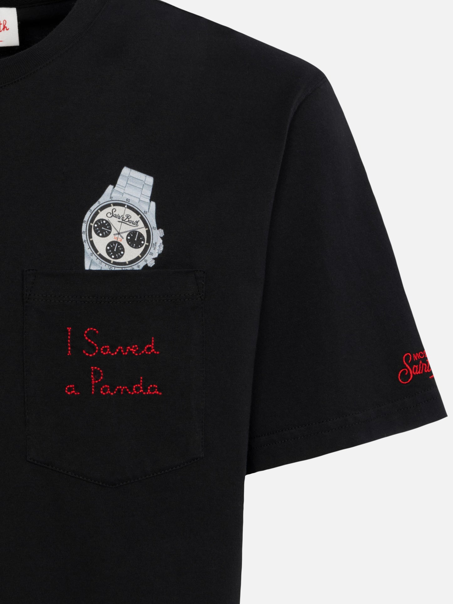 Tshirt in cotone Austin con ricamo e stampa orologio