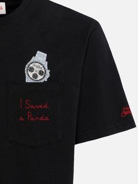 Tshirt in cotone Austin con ricamo e stampa orologio