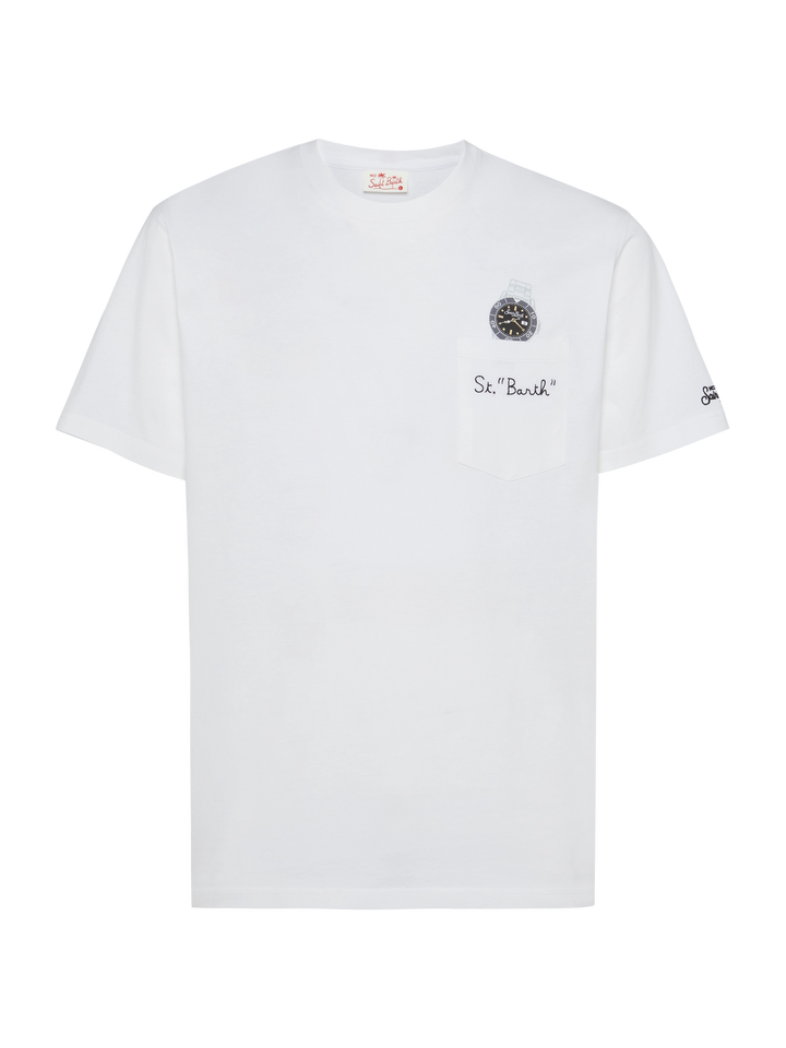 Baumwoll-T-Shirt Austin mit Stickerei und Uhrendruck