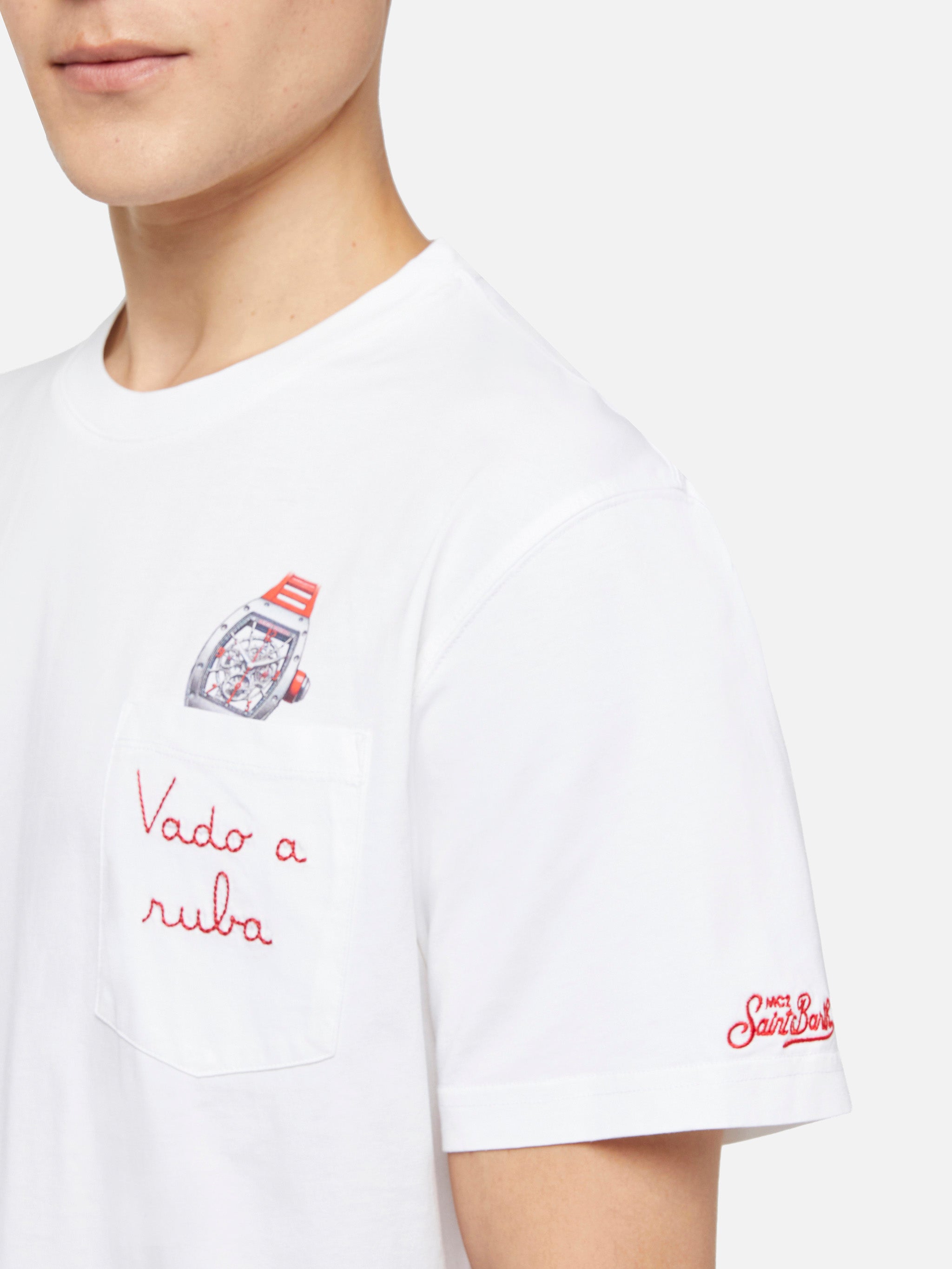 Tシャツ・カットソー MC2 SAINT BARTH Austin cotton T-shirt Bianco Men's Austin T-shirt | White Cotton Jersey with Embroidered