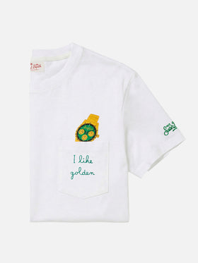 Austin cotton t-shirt with watch print and embroidery