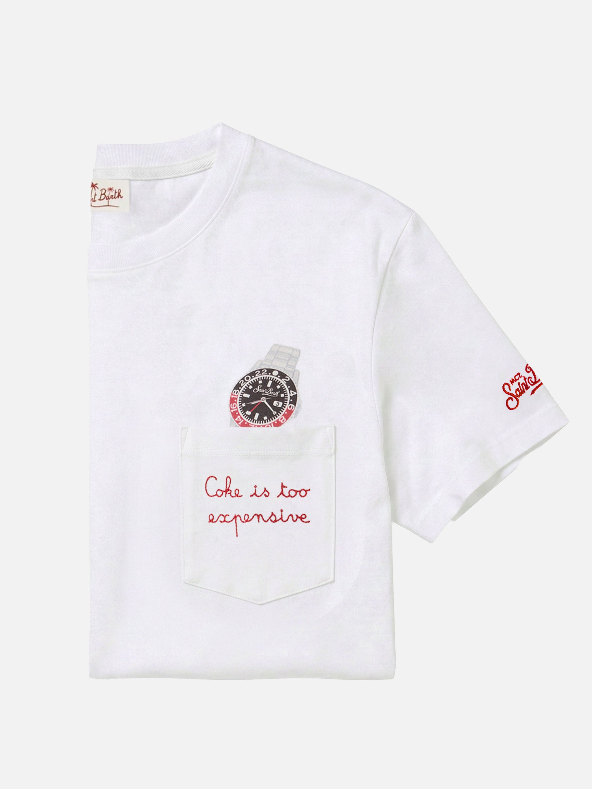 Cotton t-shirt Austin with embroidery and watch print – MC2 Saint