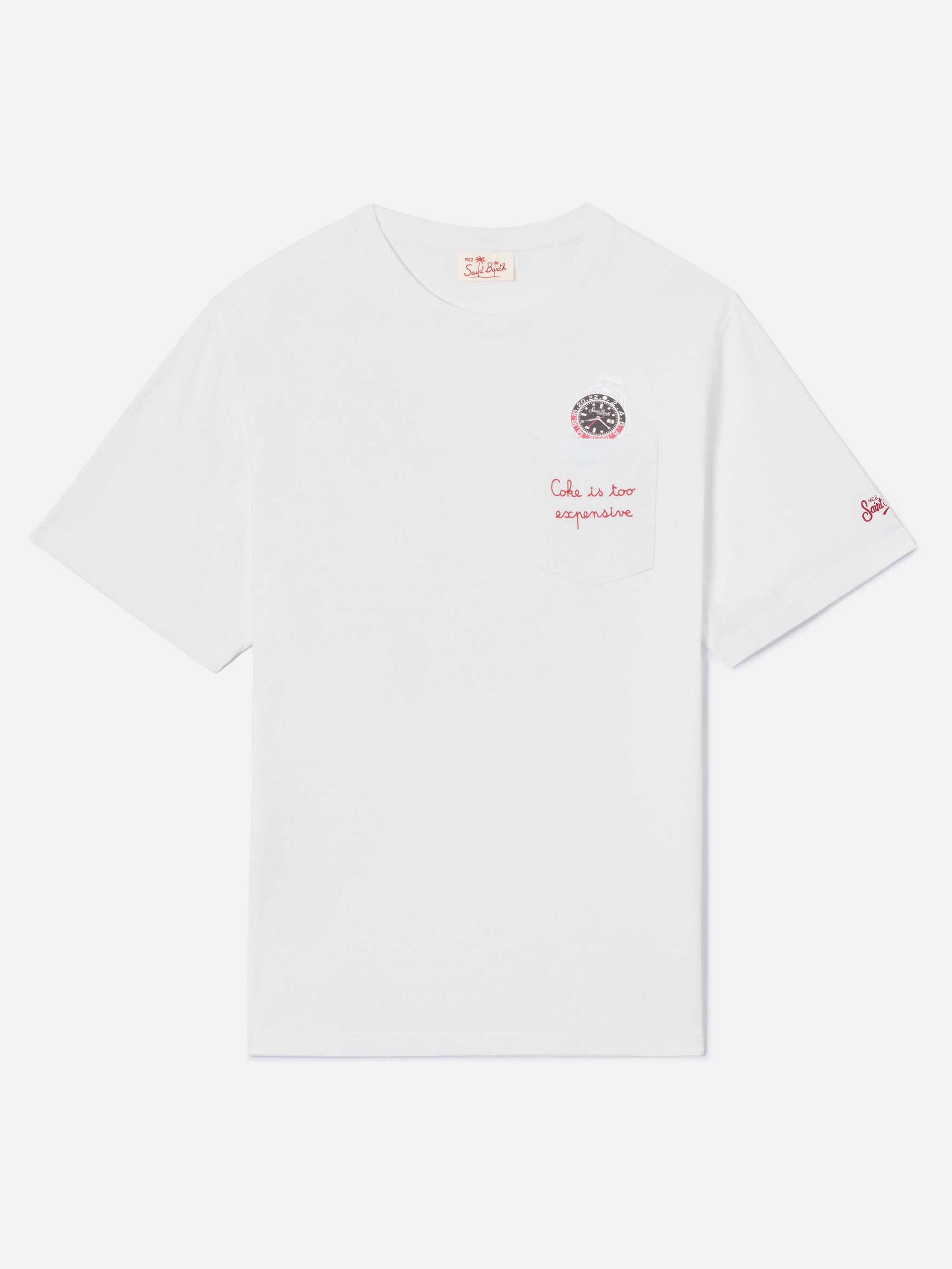 Cotton t-shirt Austin with embroidery and watch print – MC2 Saint
