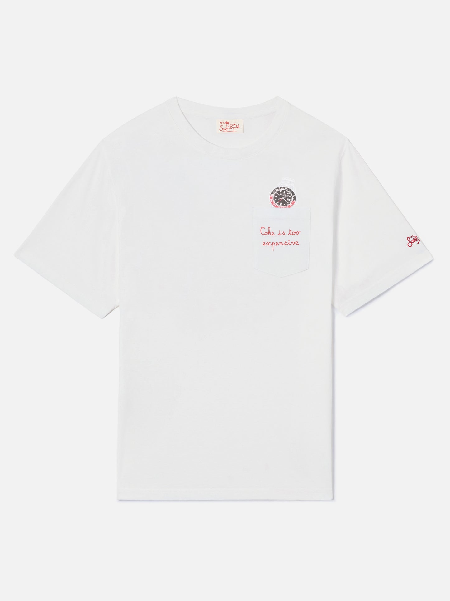 Camiseta de algodón Austin con bordado y estampado de reloj 