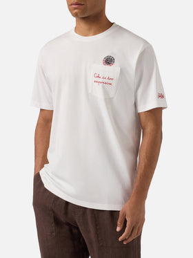 Camiseta de algodón Austin con bordado y estampado de reloj 