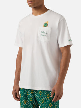 Camiseta Austin blanca con reloj y bordado Golden Power 