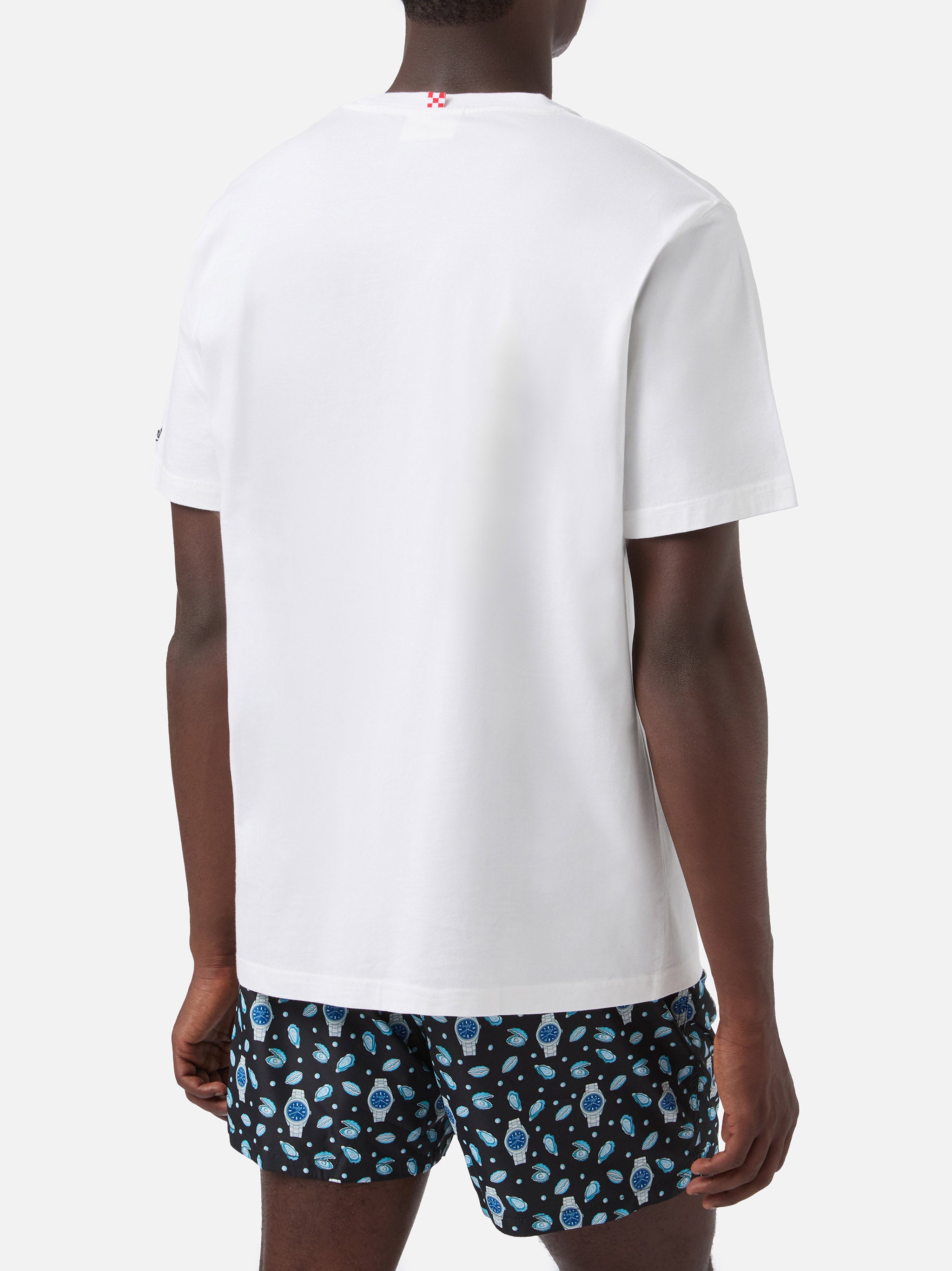 White Austin t-shirt with watch and St. Bart embroidery – MC2