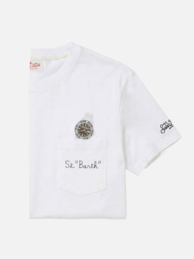 Camiseta Austin blanca con reloj y bordado St. Bart 