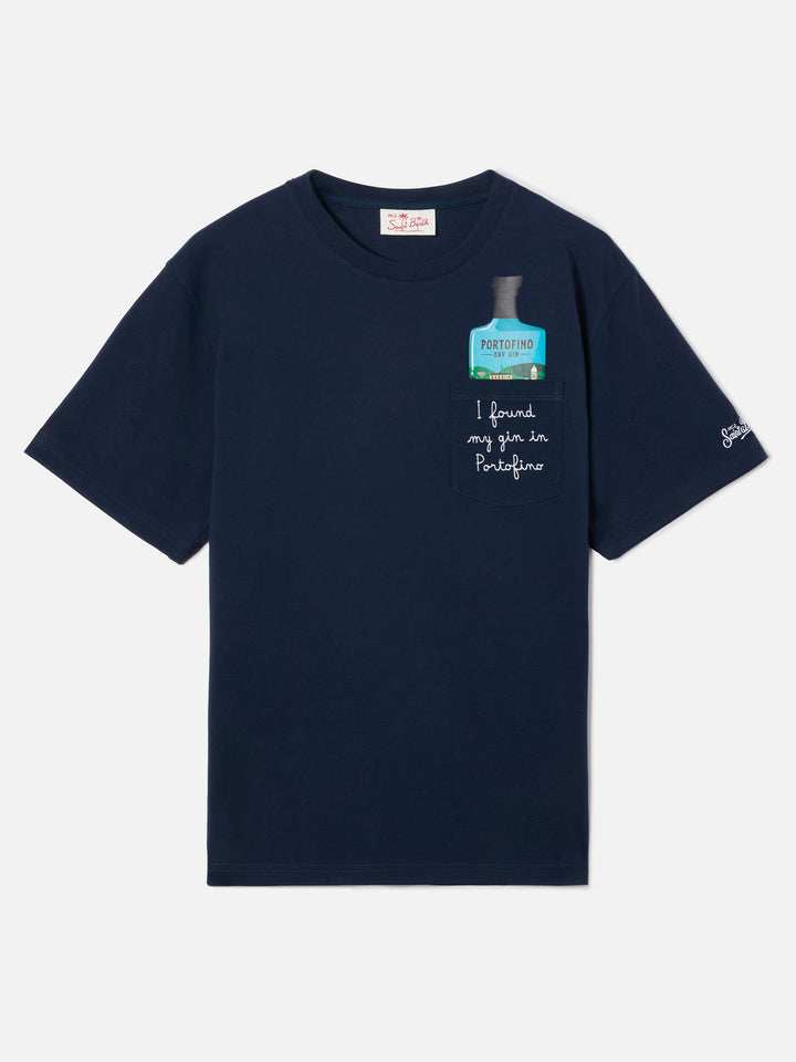 Blue Austin t-shirt with I Found My Gin In Portofino embroidery | Special Edition