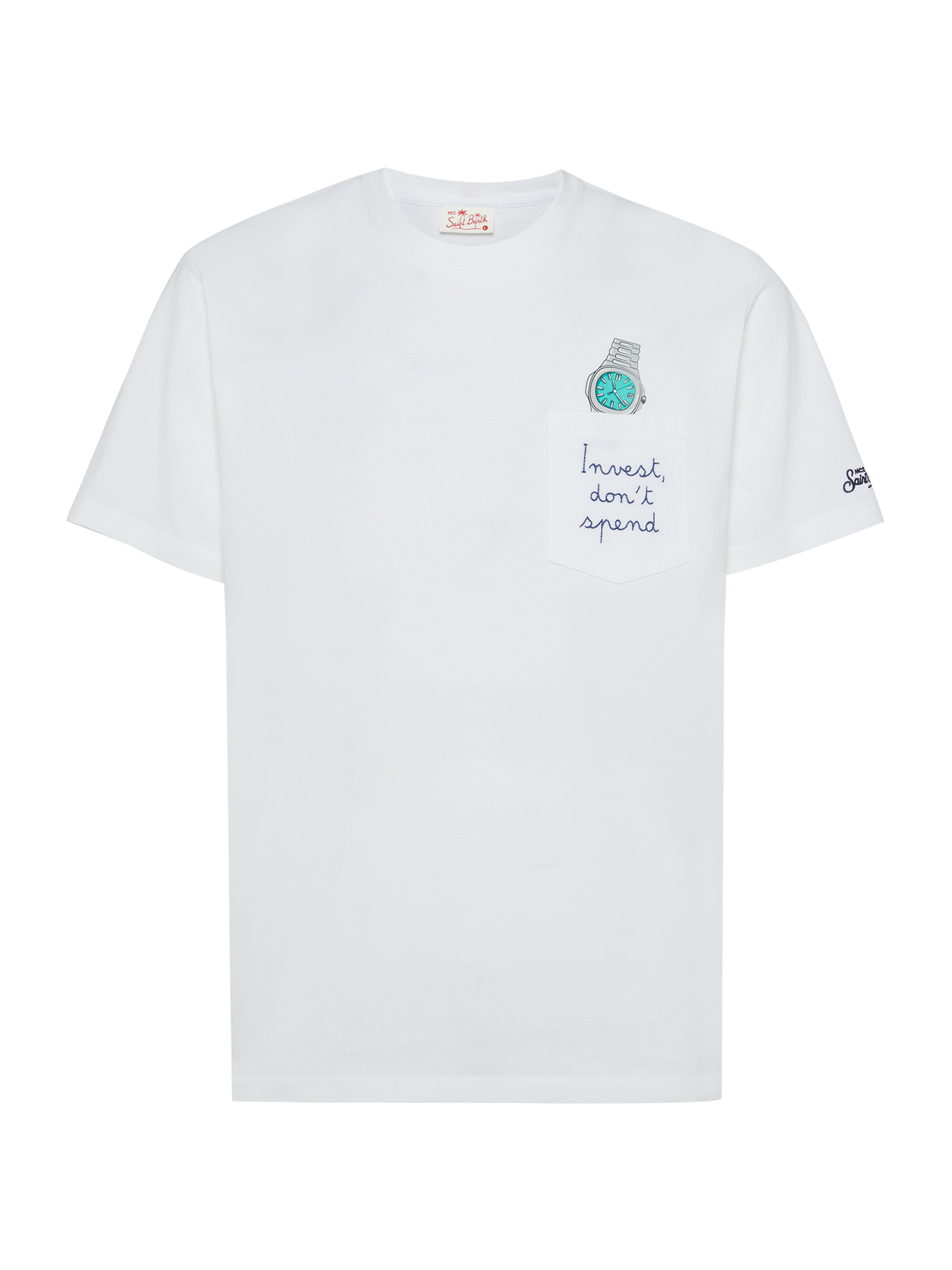 Cotton t-shirt Austin with embroidery and watch print