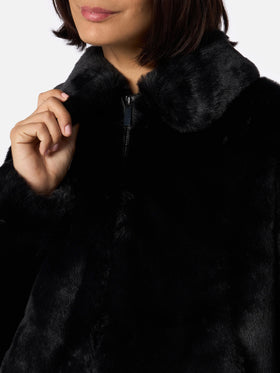 Bomber da donna furry Abel con colletto e stampa Saint Barth