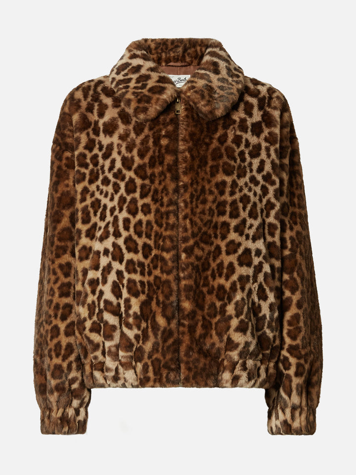 Giacca Aveline in faux fur con stampa leopardata