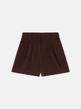 Shorts Aya de pana de algodón en marrón oscuro 