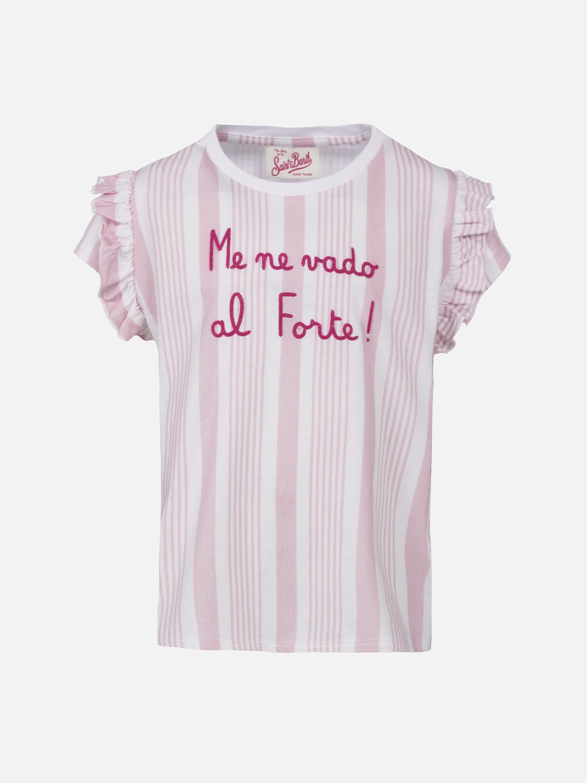 Girl cotton t-shirt with flounce and embroidery - MC2 Saint Barth