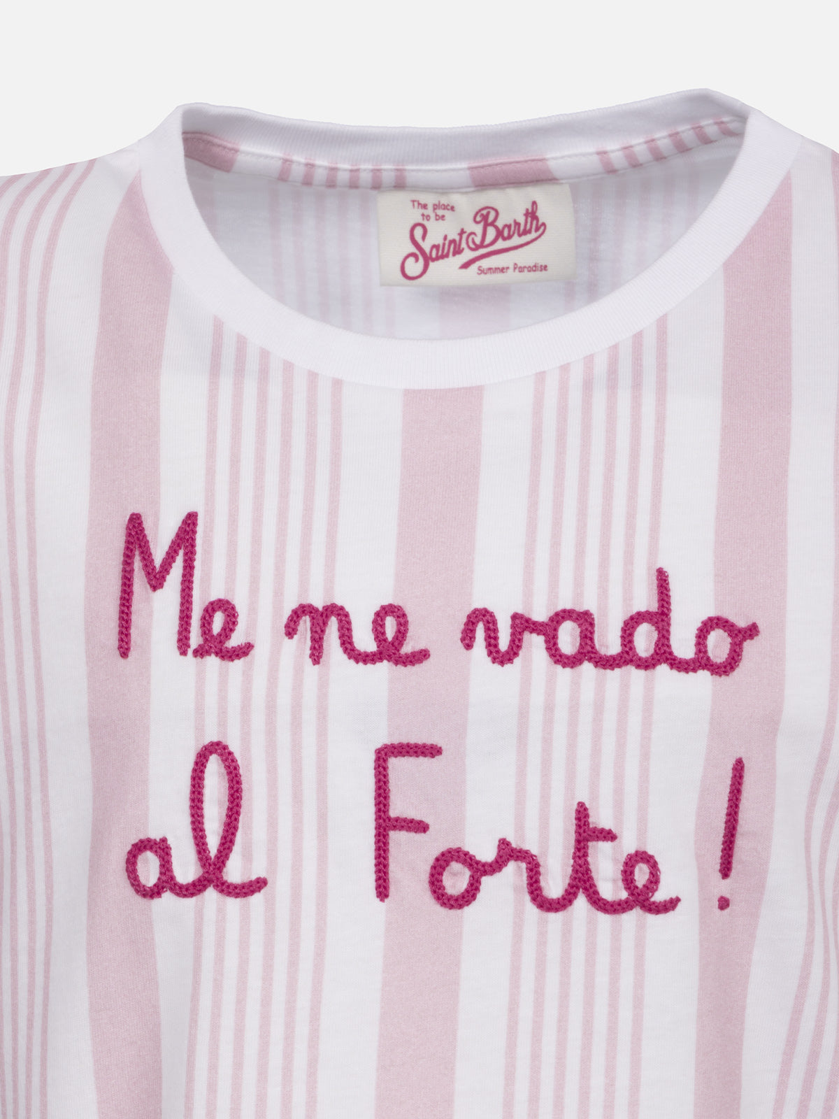 Girl cotton t-shirt with flounce and embroidery - MC2 Saint Barth