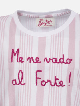 Girl cotton t-shirt with flounce and embroidery - MC2 Saint Barth