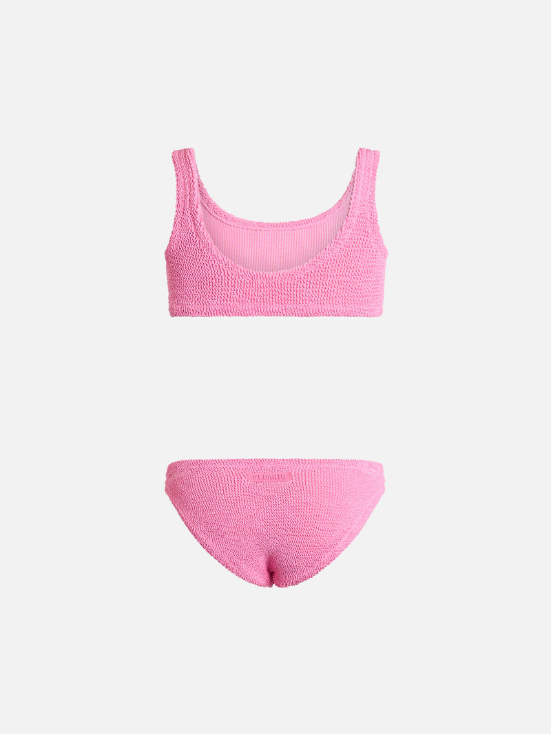 Rosa klassischer Crinkle-Bikini für Mädchen von Baker