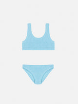 Bikini a triangolo Baker in crinkle azzurro