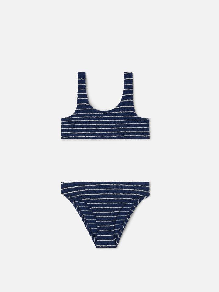 Bikini Baker in tessuto crinkle a righe navy