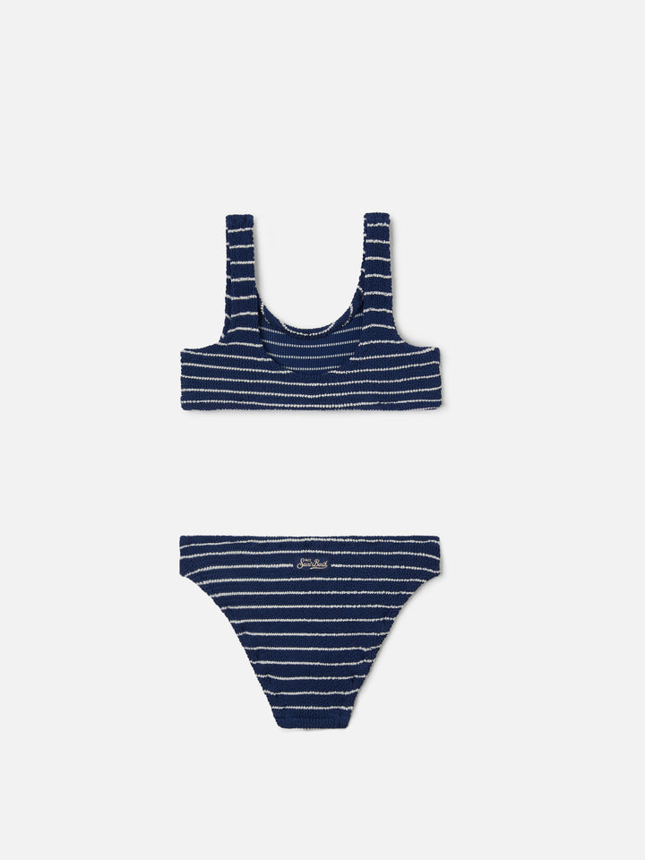 Bikini Baker in tessuto crinkle a righe navy
