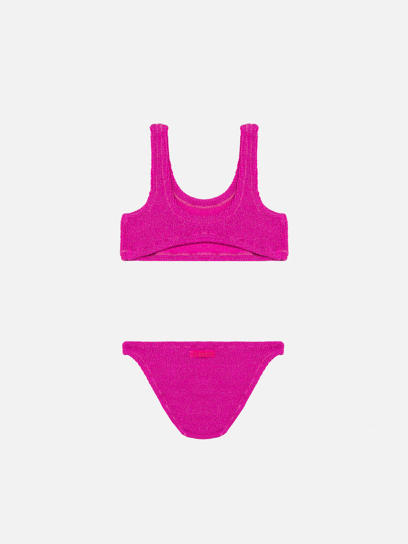 Fuchsia lurex crinkle classic bralette  bikini Baker