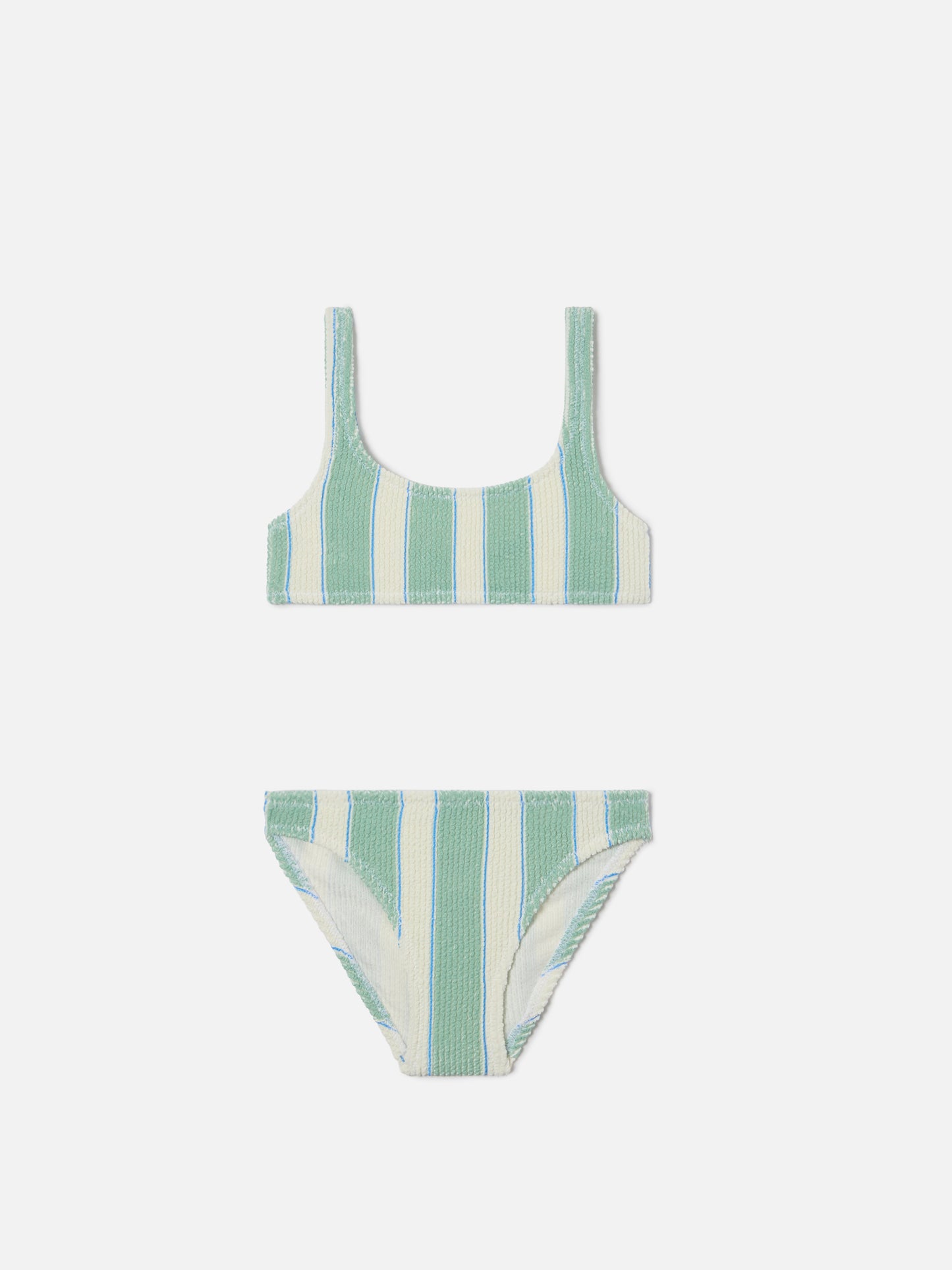 Bikini Baker crinkle con rayas verdes y crema 
