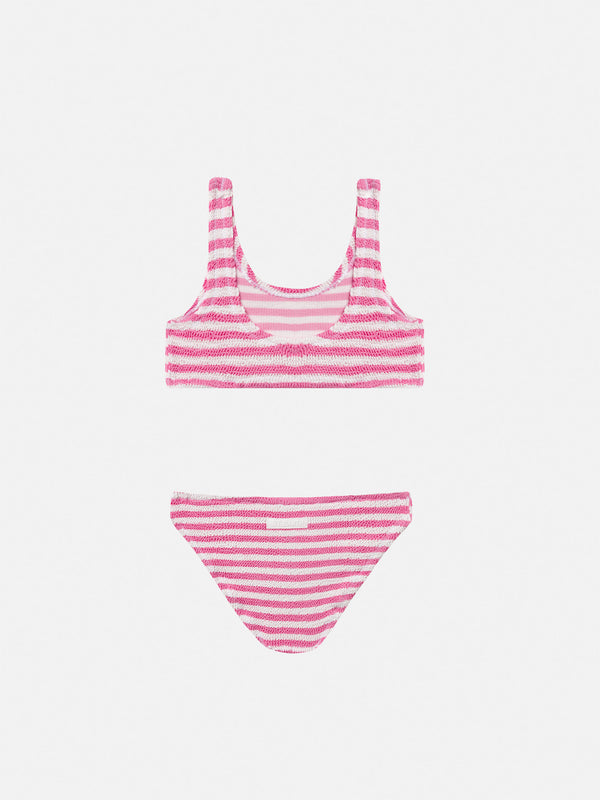 Pink striped crinkle classic bralette bikini Baker