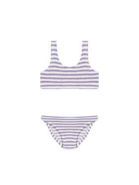 Bikini a triangolo Baker in crinkle a righe lilla