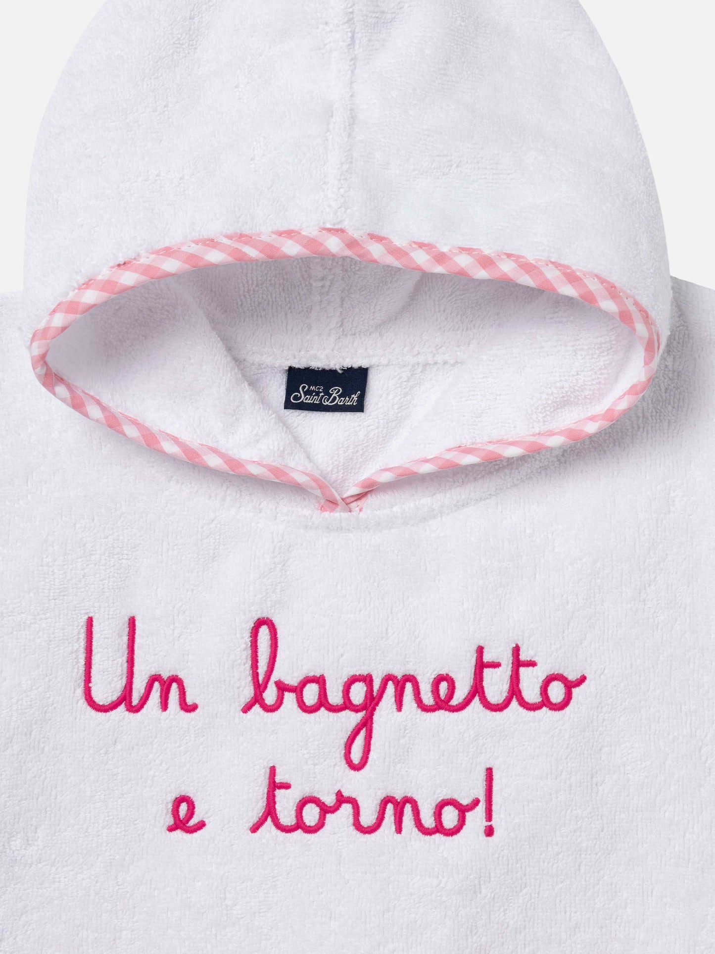 Cotton terry bathrobe with Un bagnetto e torno embroidery