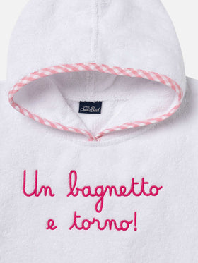 Cotton terry bathrobe with Un bagnetto e torno embroidery